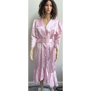 Vintage Fredericks Of Hollywood Long Mermaid Pink Dress Hi Lo Made USA‎ 13